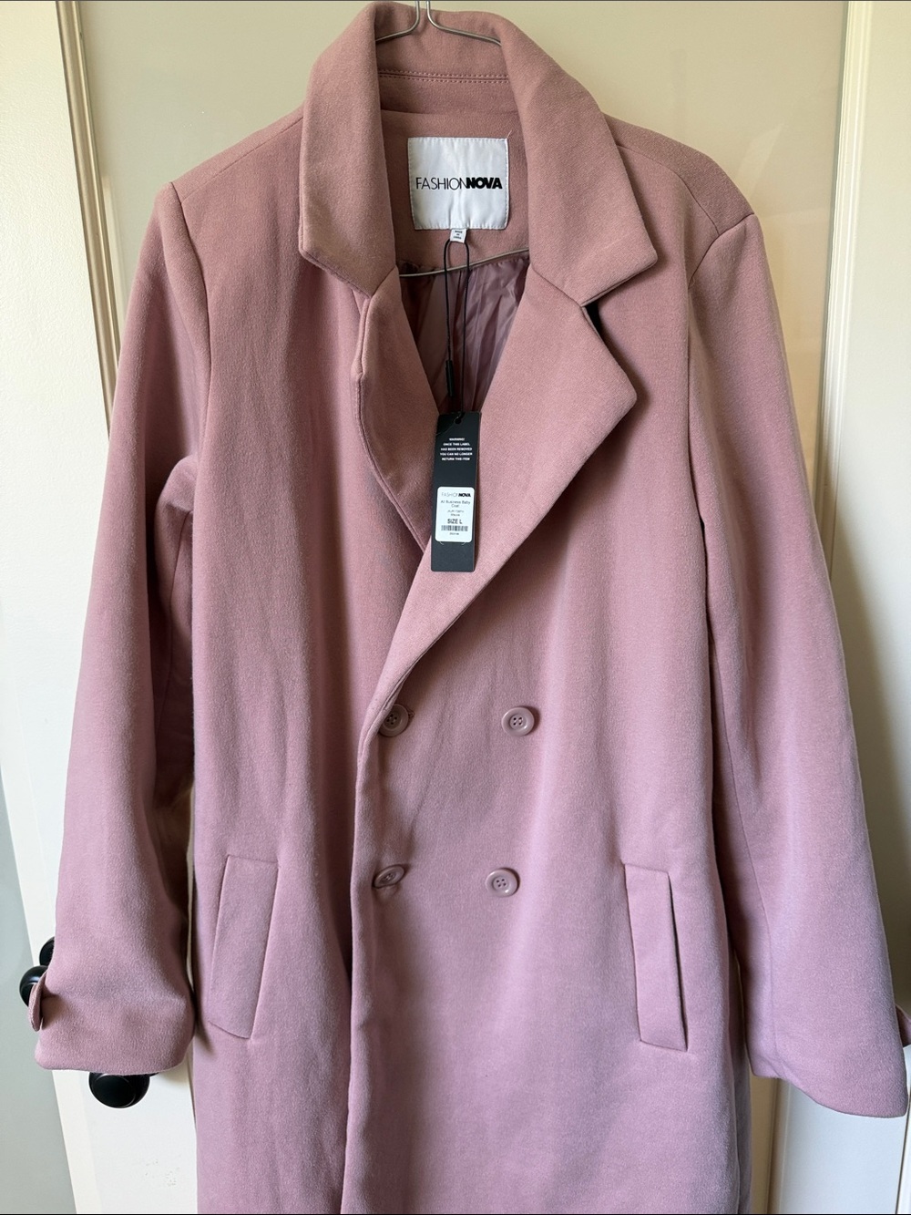 Fashion Nova Mauve Double-Breasted Trench Coat
